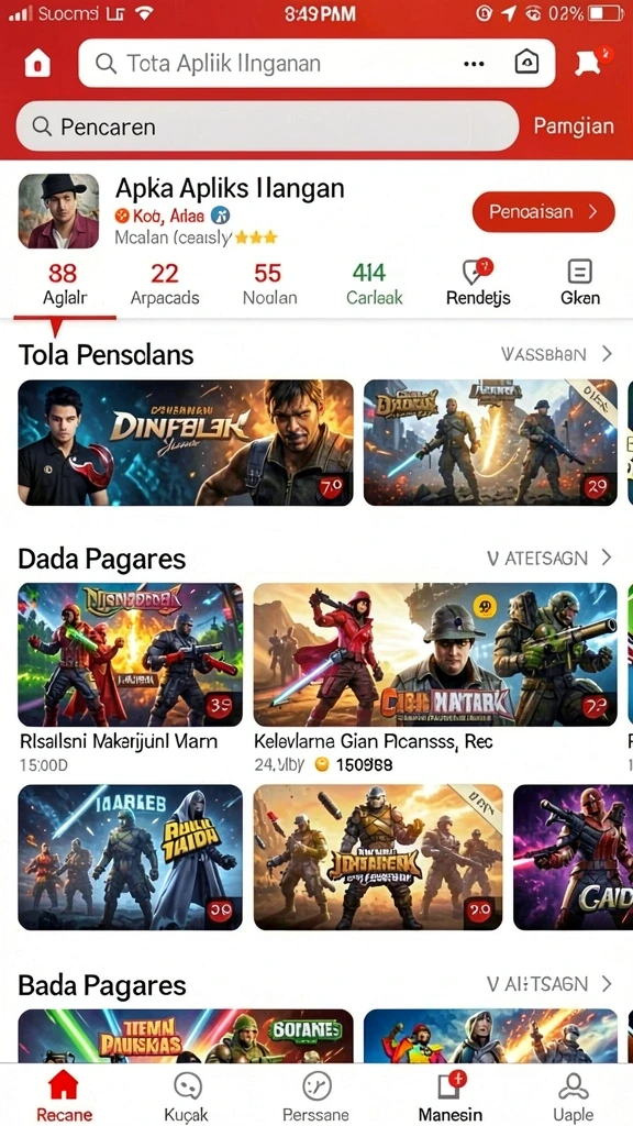 Gambar pertama menunjukkan tampilan menu utama FIONA77.